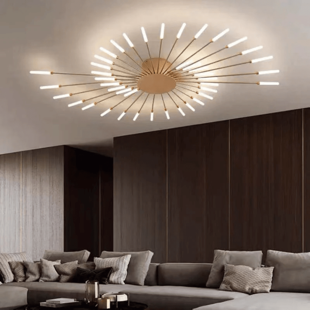 Modern Large LED Ceiling Lamp – Dimmable Flush Mount Ceiling Light with 12 to 42 Light Elements, Gold or Black – LumenMax - Nalani - Fashion Clothing and Decor