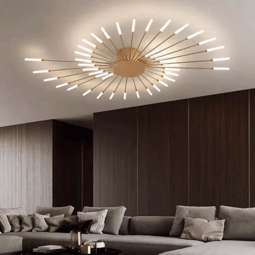 Modern Large LED Ceiling Lamp – Dimmable Flush Mount Ceiling Light with 12 to 42 Light Elements, Gold or Black – LumenMax - Nalani - Fashion Clothing and Decor