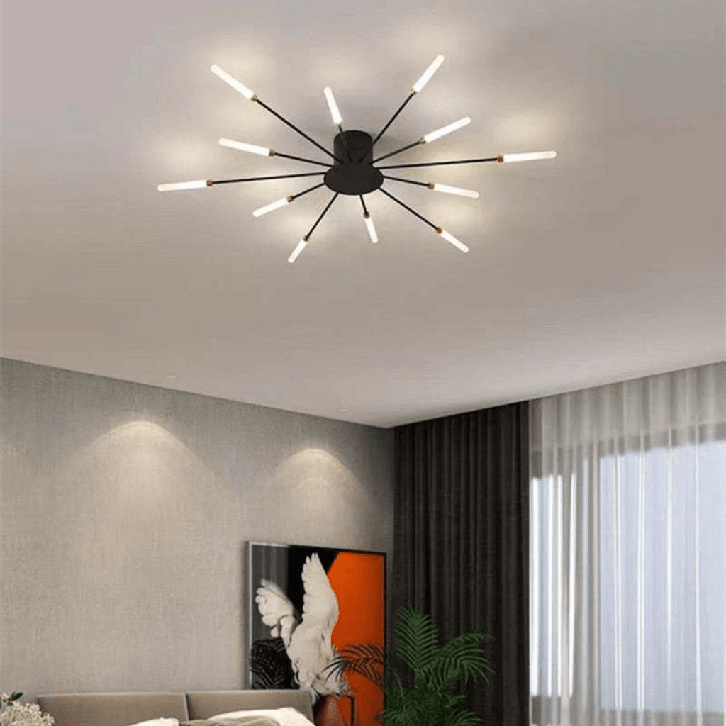 Modern Large LED Ceiling Lamp – Dimmable Flush Mount Ceiling Light with 12 to 42 Light Elements, Gold or Black – LumenMax - Nalani - Fashion Clothing and Decor