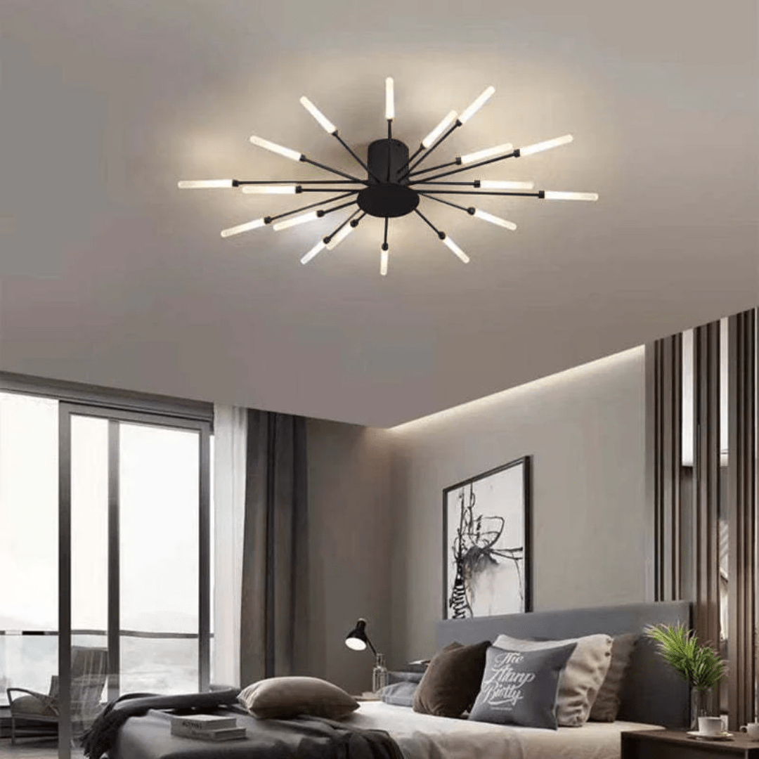 Modern Large LED Ceiling Lamp – Dimmable Flush Mount Ceiling Light with 12 to 42 Light Elements, Gold or Black – LumenMax - Nalani - Fashion Clothing and Decor