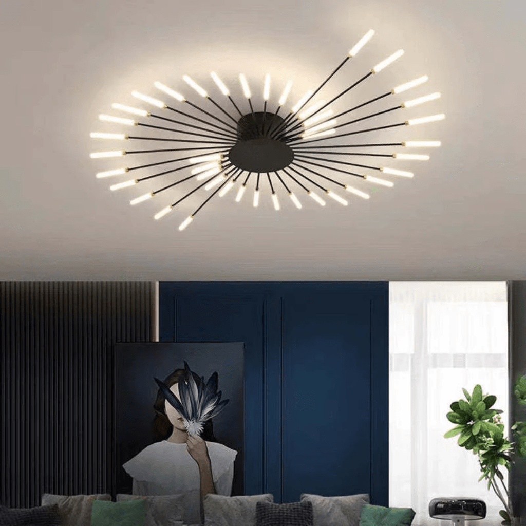 Modern Large LED Ceiling Lamp – Dimmable Flush Mount Ceiling Light with 12 to 42 Light Elements, Gold or Black – LumenMax - Nalani - Fashion Clothing and Decor