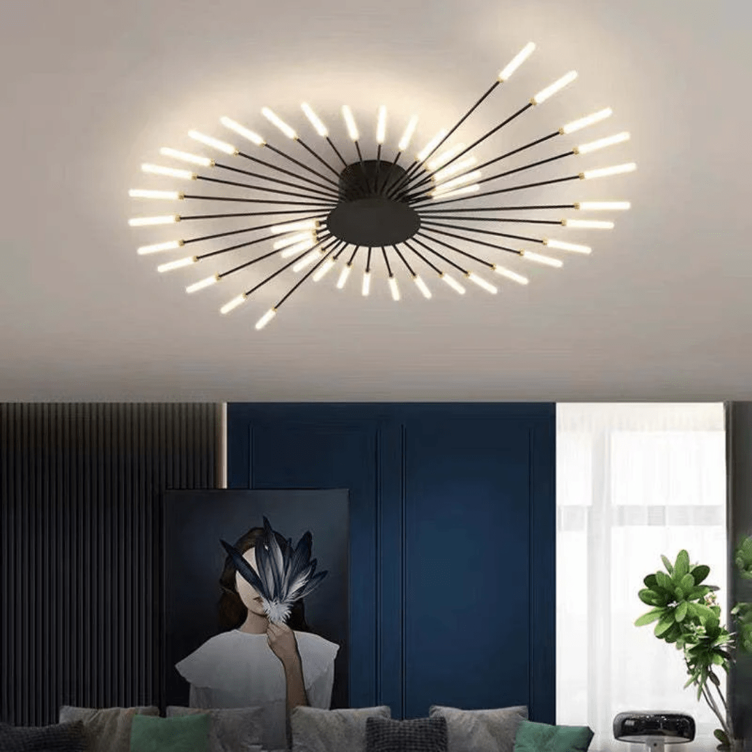 Modern Large LED Ceiling Lamp – Dimmable Flush Mount Ceiling Light with 12 to 42 Light Elements, Gold or Black – LumenMax - Nalani - Fashion Clothing and Decor