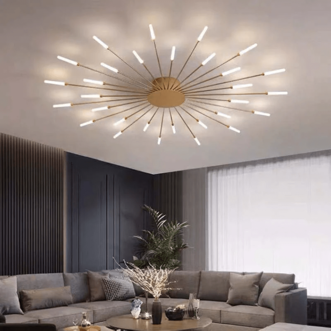 Modern Large LED Ceiling Lamp – Dimmable Flush Mount Ceiling Light with 12 to 42 Light Elements, Gold or Black – LumenMax - Nalani - Fashion Clothing and Decor