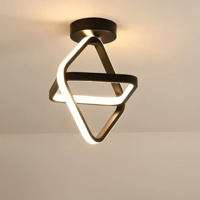Modern LED Ceiling Lamp with Double Ring Design – Flush Mount Ceiling Light for Hallway, Entryway & Office, Black or White – Twilight Rings - Nalani - Fashion Clothing and Decor