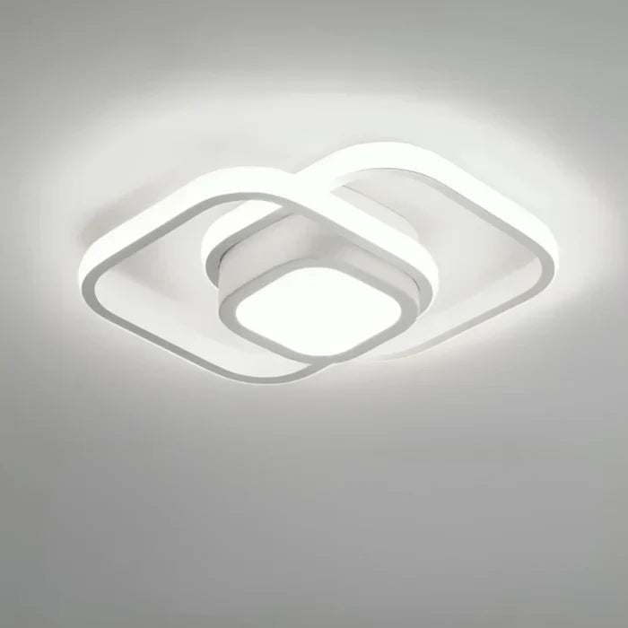 Modern LED Ceiling Lamp with Double Ring Design – Flush Mount Ceiling Light for Hallway, Entryway & Office, Black or White – Twilight Rings - Nalani - Fashion Clothing and Decor