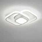 Modern LED Ceiling Lamp with Double Ring Design – Flush Mount Ceiling Light for Hallway, Entryway & Office, Black or White – Twilight Rings - Nalani - Fashion Clothing and Decor