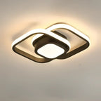 Modern LED Ceiling Lamp with Double Ring Design – Flush Mount Ceiling Light for Hallway, Entryway & Office, Black or White – Twilight Rings - Nalani - Fashion Clothing and Decor