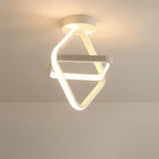 Modern LED Ceiling Lamp with Double Ring Design – Flush Mount Ceiling Light for Hallway, Entryway & Office, Black or White – Twilight Rings - Nalani - Fashion Clothing and Decor