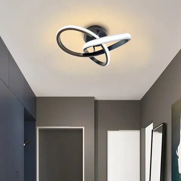 Modern LED Ceiling Lamp with Double Ring Design – Flush Mount Ceiling Light for Hallway, Entryway & Office, Black or White – Twilight Rings - Nalani - Fashion Clothing and Decor