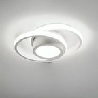 Modern LED Ceiling Lamp with Double Ring Design – Flush Mount Ceiling Light for Hallway, Entryway & Office, Black or White – Twilight Rings - Nalani - Fashion Clothing and Decor