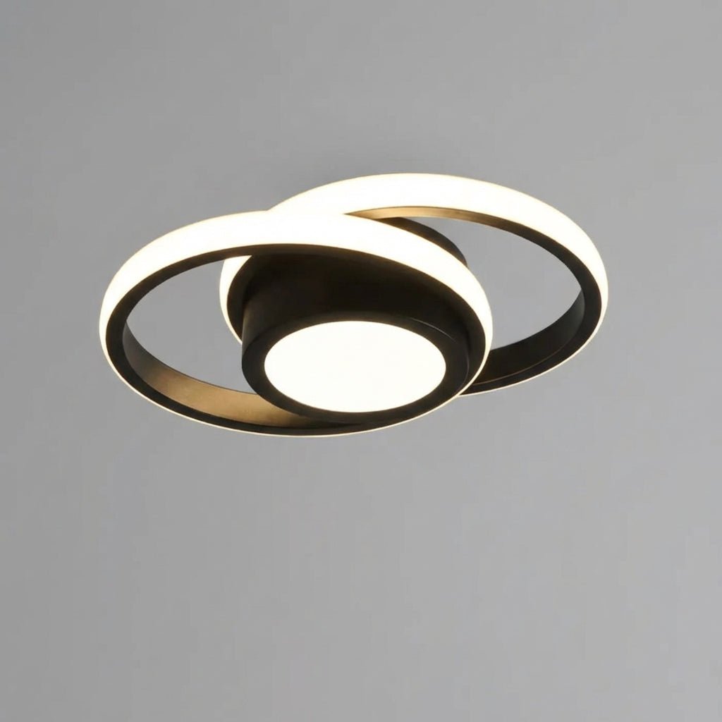 Modern LED Ceiling Light – 18W Flush Mount Double Ring Ceiling Lamp, 3000K Warm White, Round, Square, Rectangle or Wave - Nalani - Fashion Clothing and Decor