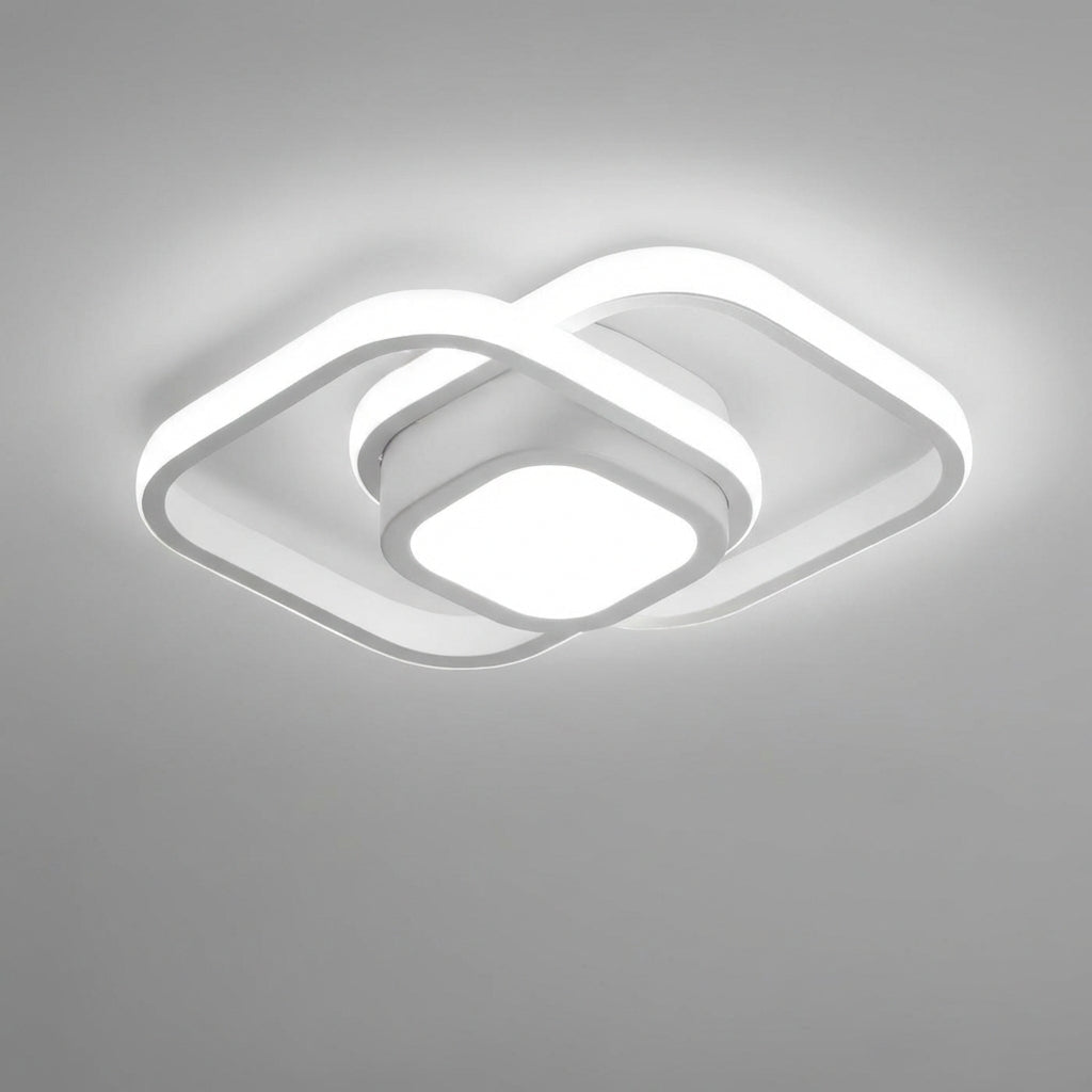 Modern LED Ceiling Light – 18W Flush Mount Double Ring Ceiling Lamp, 3000K Warm White, Round, Square, Rectangle or Wave - Nalani - Fashion Clothing and Decor