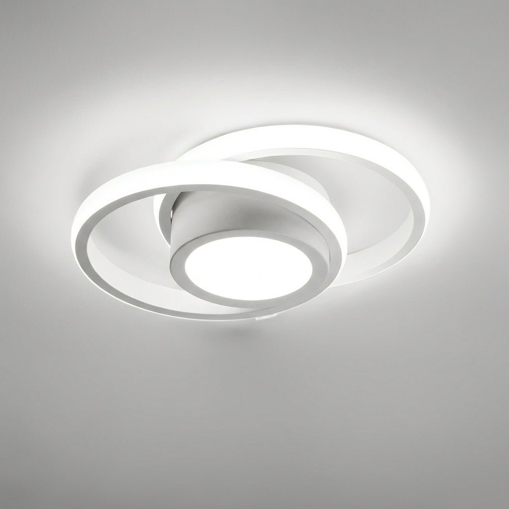Modern LED Ceiling Light – 18W Flush Mount Double Ring Ceiling Lamp, 3000K Warm White, Round, Square, Rectangle or Wave - Nalani - Fashion Clothing and Decor