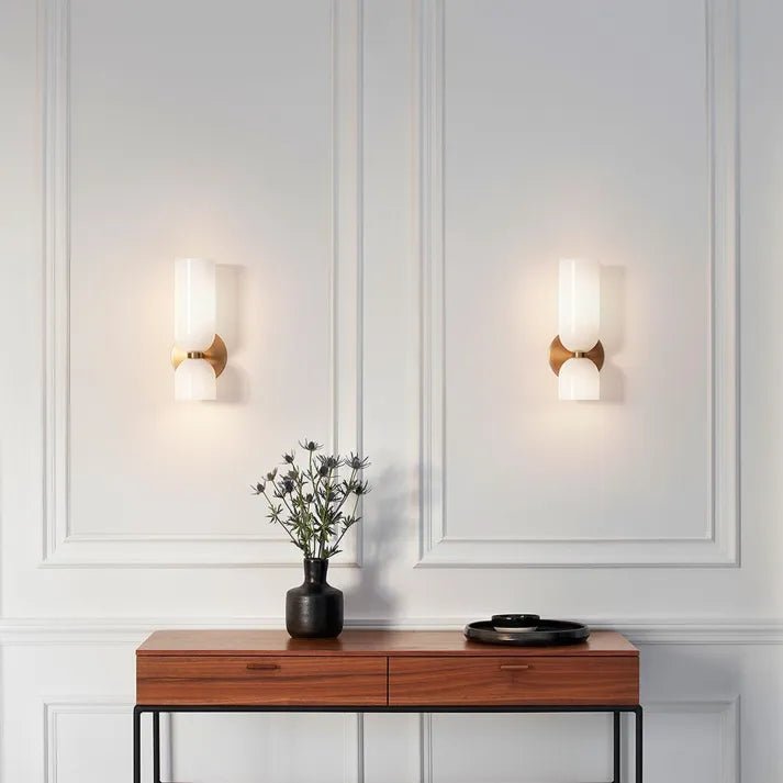 Modern Wall Lamp With Dual Glass Shades LED Lighting - Nalani - UK Fashion Clothing and Decor