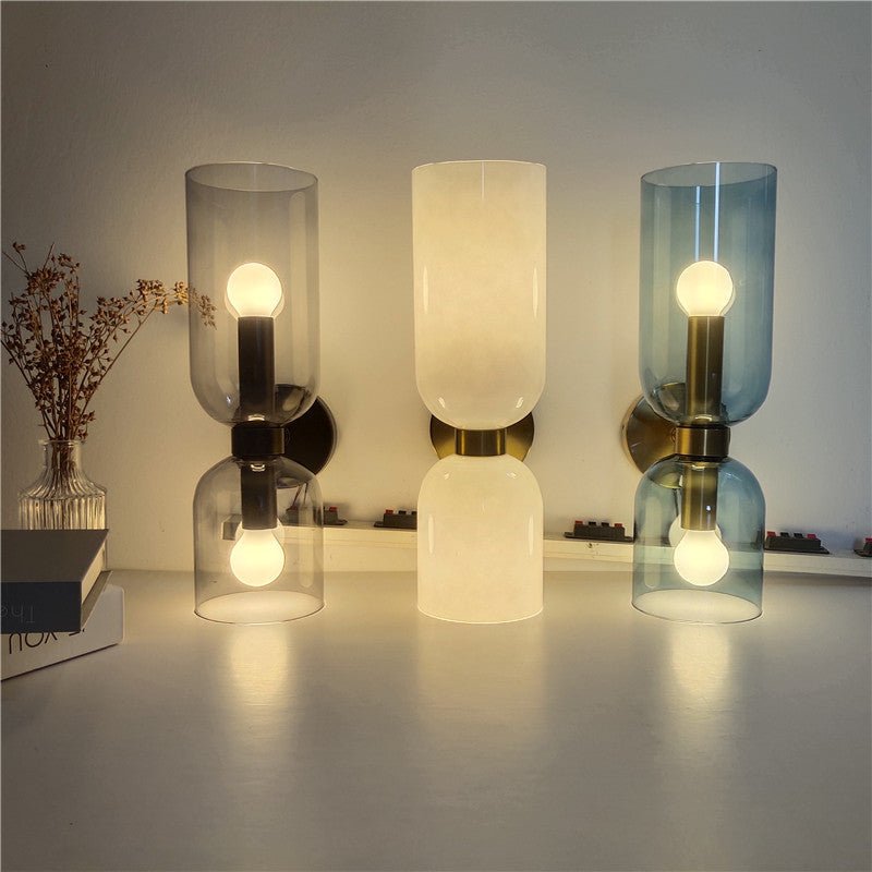 Modern Wall Lamp With Dual Glass Shades LED Lighting - Nalani - UK Fashion Clothing and Decor