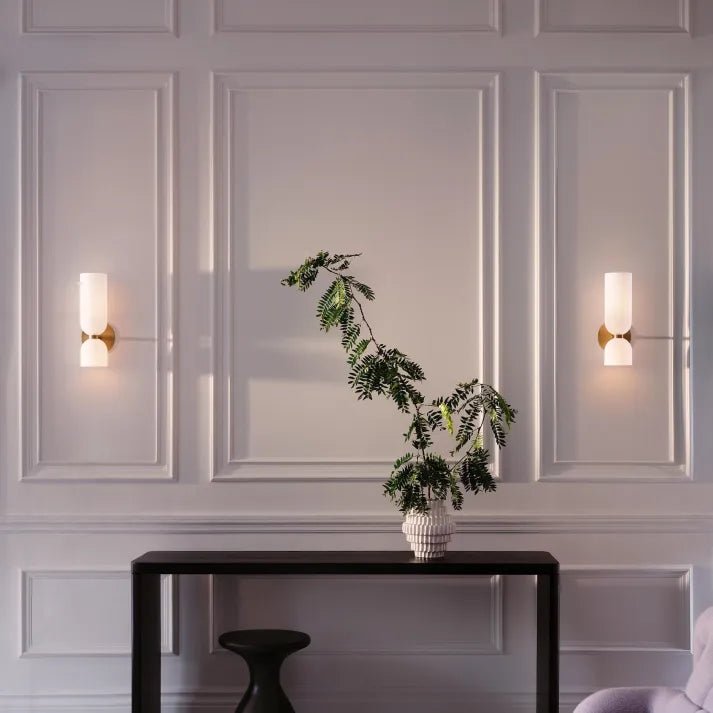 Modern Wall Lamp With Dual Glass Shades LED Lighting - Nalani - UK Fashion Clothing and Decor