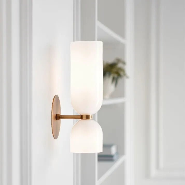 Modern Wall Lamp With Dual Glass Shades LED Lighting - Nalani - UK Fashion Clothing and Decor
