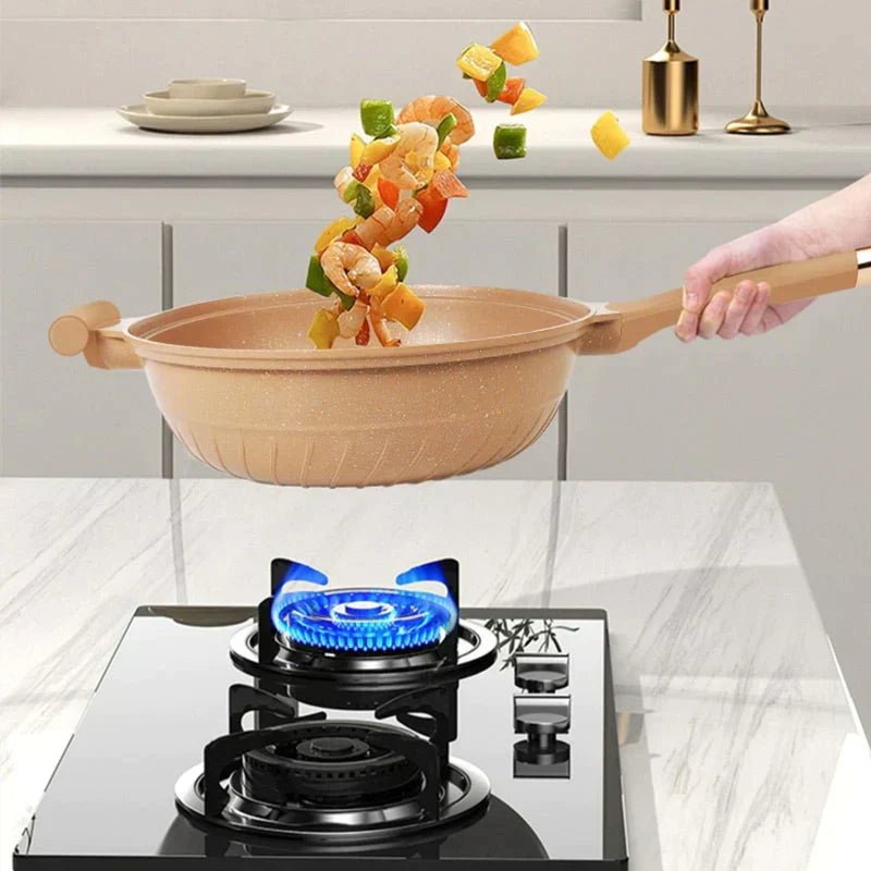 Multifunctional Wok Pan with Nonstick Coating – Nonstick Wok for Stir Fry, Steaming & Simmering, Less Oil – CookFlex - Nalani - Fashion Clothing and Decor