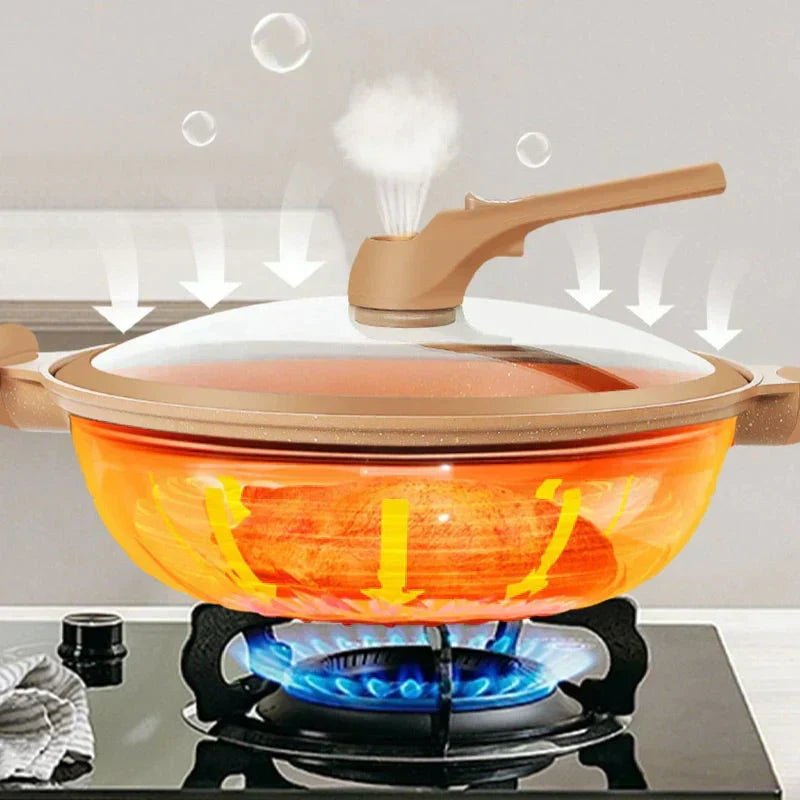 Multifunctional Wok Pan with Nonstick Coating – Nonstick Wok for Stir Fry, Steaming & Simmering, Less Oil – CookFlex - Nalani - Fashion Clothing and Decor