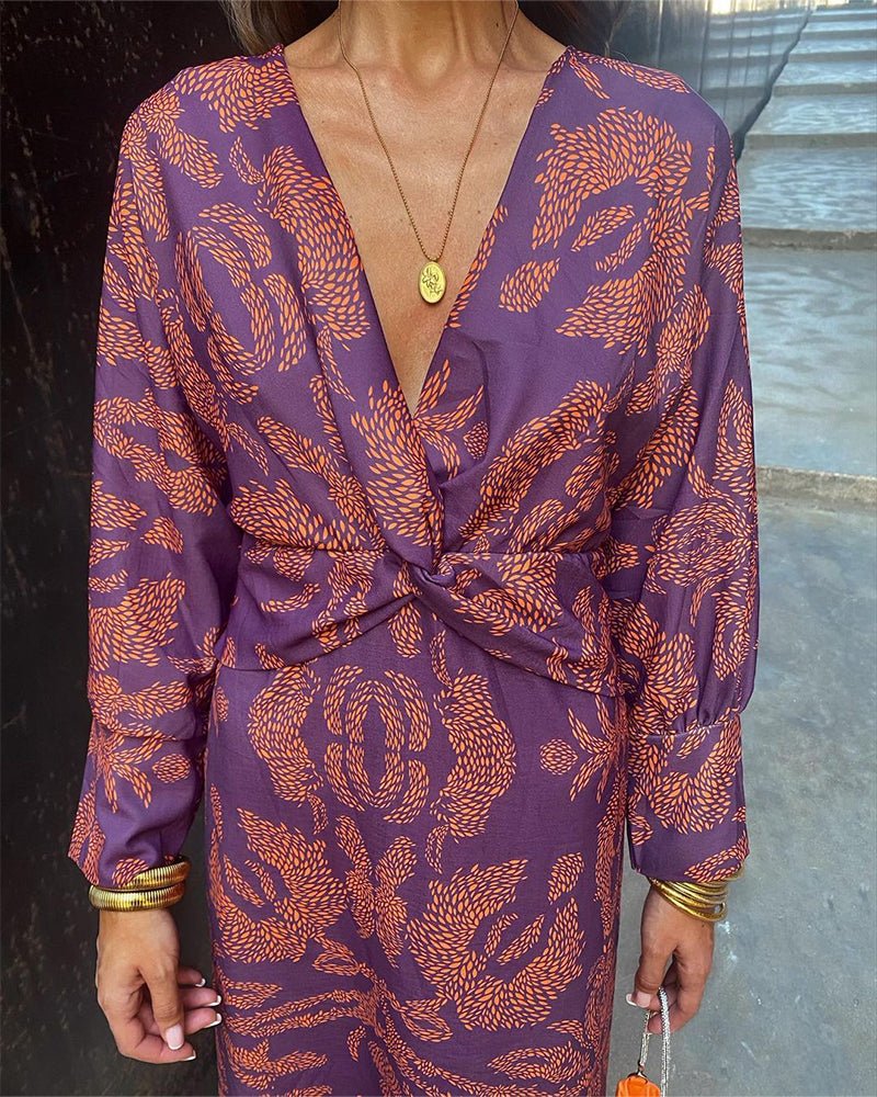 Nalani | Long - sleeved V - neck Boho summer dress for women | Maxi - Nalani - Fashion Clothing and Decor