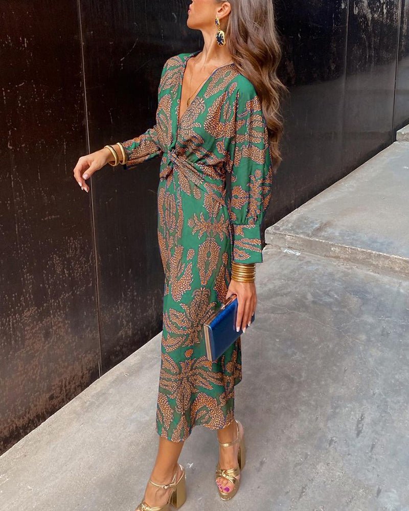 Nalani | Long - sleeved V - neck Boho summer dress for women | Maxi - Nalani - Fashion Clothing and Decor