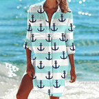 Nalani | Long summer shirt for women with pockets and buttons | Relaxed fit & collar - Nalani - Fashion Clothing and Decor