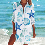 Nalani | Long summer shirt for women with pockets and buttons | Relaxed fit & collar - Nalani - Fashion Clothing and Decor