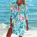 Nalani | Long summer shirt for women with pockets and buttons | Relaxed fit & collar - Nalani - Fashion Clothing and Decor