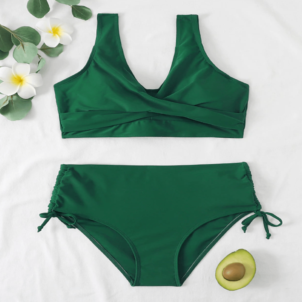 Nalani | Two - piece bikini for women with criss - cross wrap neckline | High waist - Nalani - Fashion Clothing and Decor