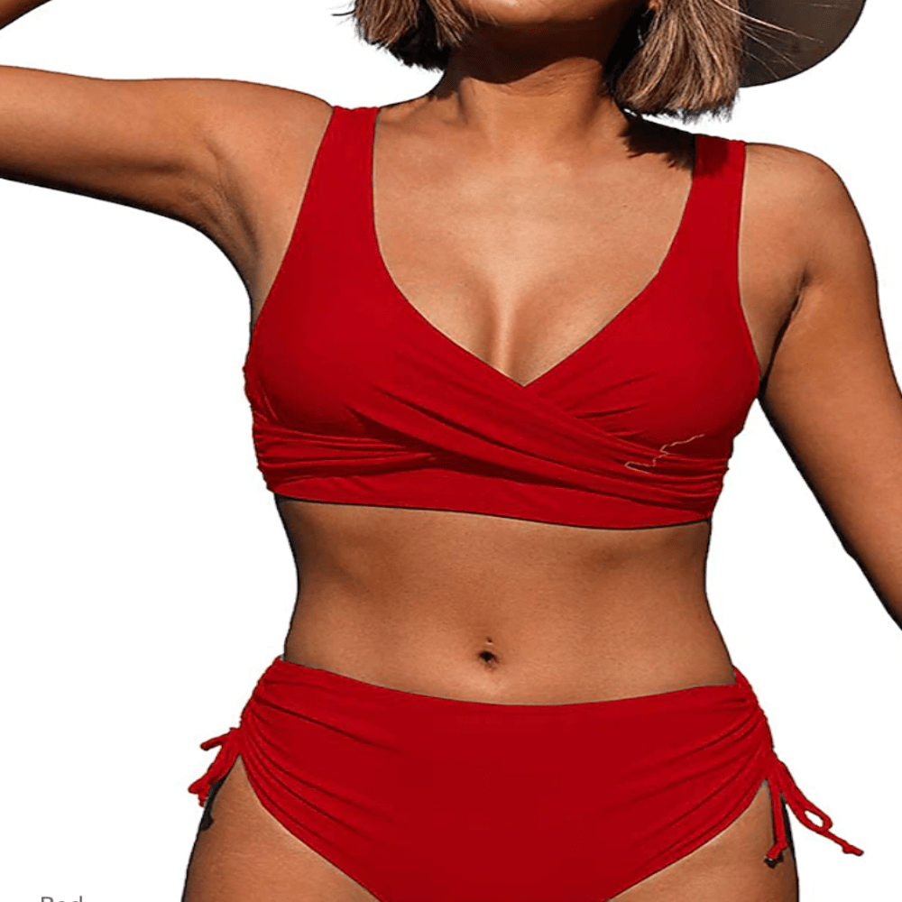 Nalani | Two - piece bikini for women with criss - cross wrap neckline | High waist - Nalani - Fashion Clothing and Decor