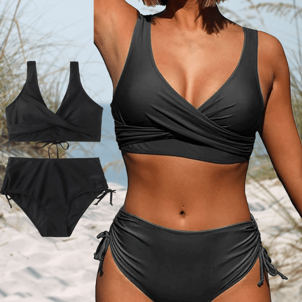 Nalani | Two - piece bikini for women with criss - cross wrap neckline | High waist - Nalani - Fashion Clothing and Decor