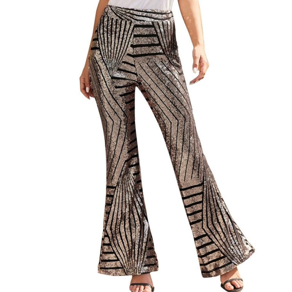 Nalani | Wide - leg women's trousers with sequins and a high waist | Geometric pattern - Nalani - Fashion Clothing and Decor