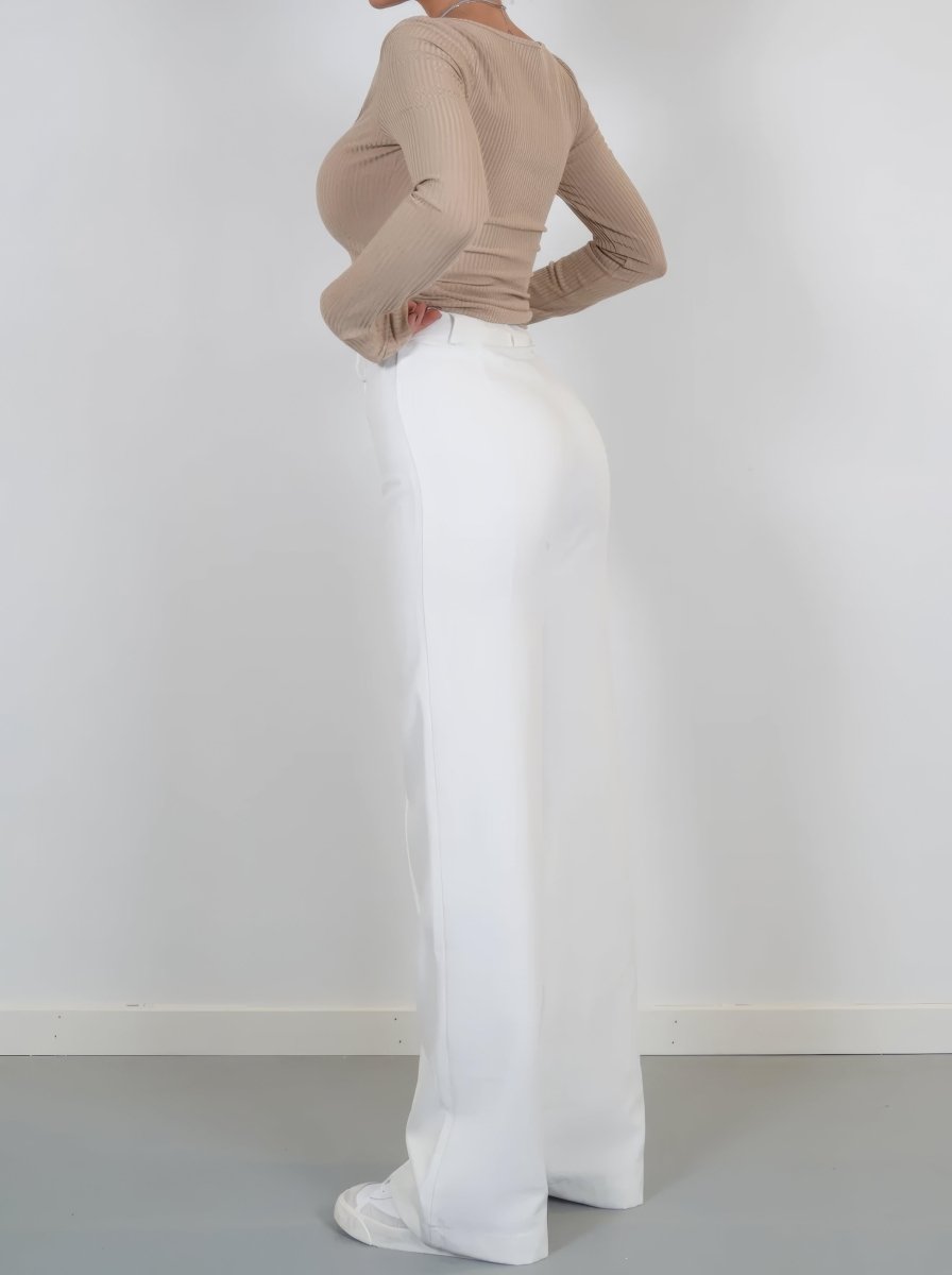 Nalani | Women's High - Waisted Wide - Leg Trousers - Tailored Fit - Full Length - Elegant & Versatile - Nalani - UK Fashion Clothing and Decor