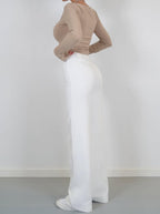 Nalani | Women's High - Waisted Wide - Leg Trousers - Tailored Fit - Full Length - Elegant & Versatile - Nalani - UK Fashion Clothing and Decor