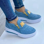 Nalani | Women's slip - on sneakers with side zipper and gold details | Casual - Nalani - Fashion Clothing and Decor