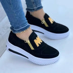 Nalani | Women's slip - on sneakers with side zipper and gold details | Casual - Nalani - Fashion Clothing and Decor