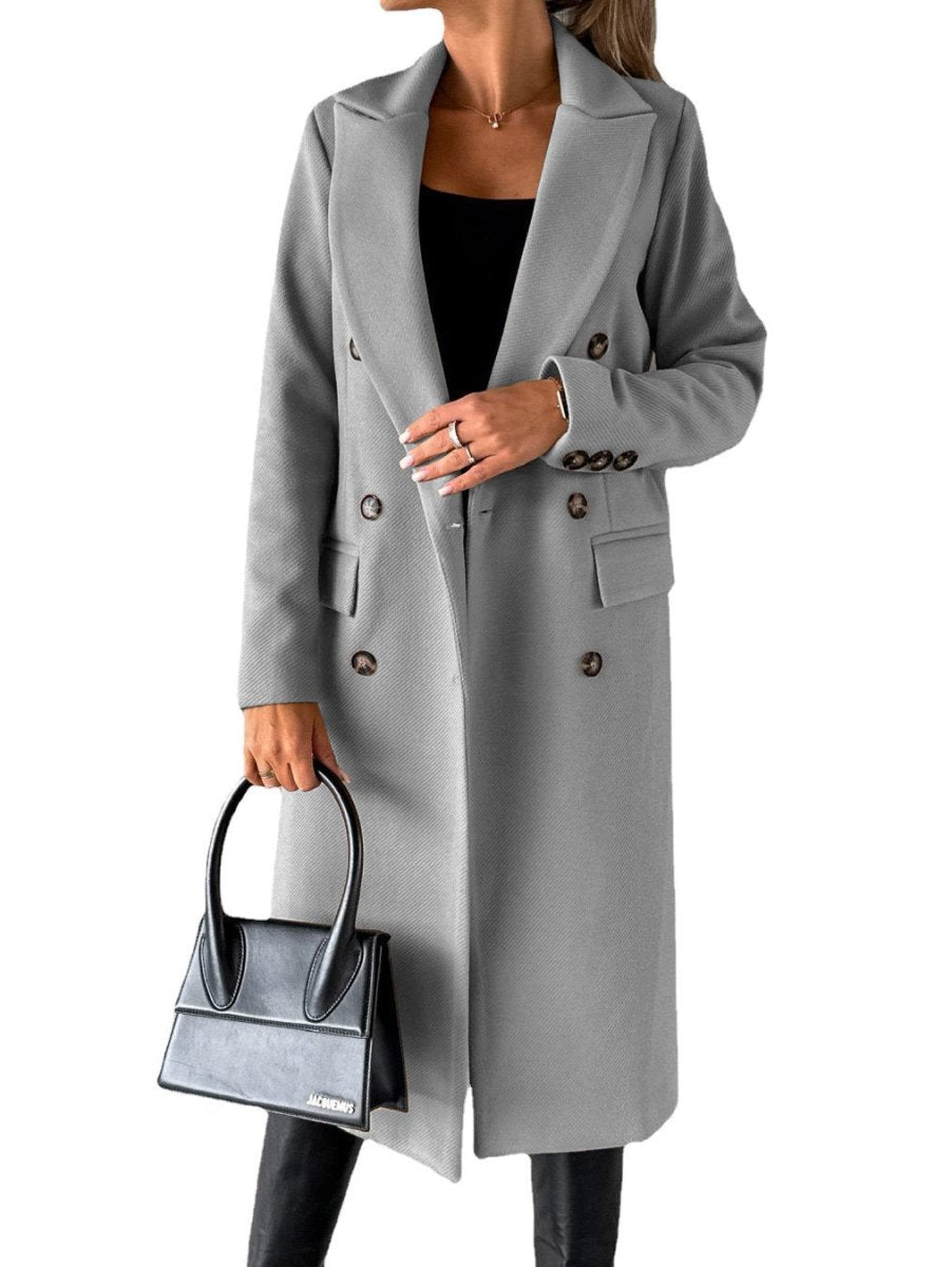 Nalani Women’s Trench Coat – Tailored Fit – Wool Blend – Double - Breasted – Knee Length - Nalani - UK Fashion Clothing and Decor