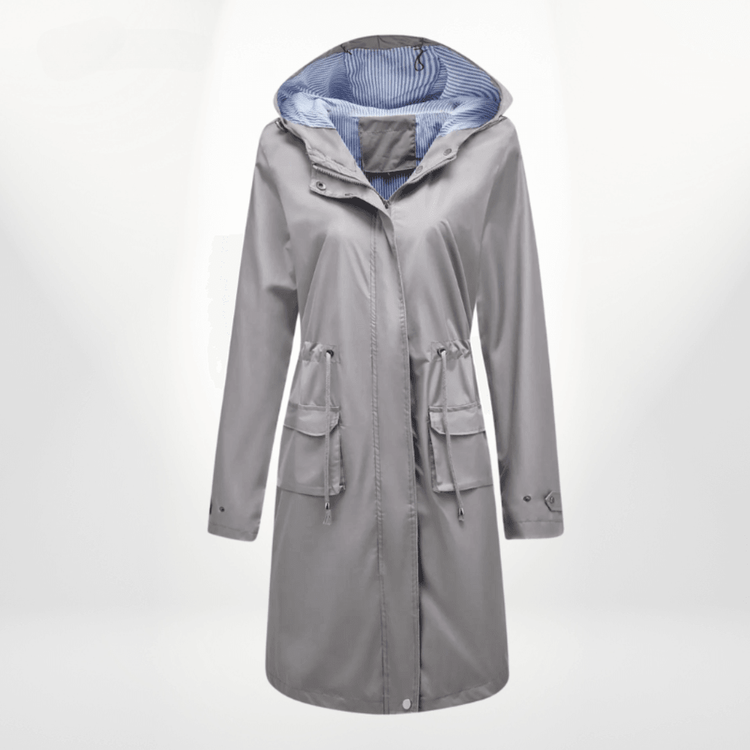 Nalani Women’s Trench Coat – Waterproof Over - Knee – Hooded – Adjustable Waist – Flap Pockets - Nalani - UK Fashion Clothing and Decor