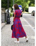 Nalani | Women's wrap dress with floral pattern and V - neck | Midi - Nalani - Fashion Clothing and Decor