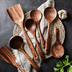 Natural Wooden Kitchen Set – Rustic Wooden Cooking Utensils, Set of 4 or 7 Pieces – RustiCook - Nalani - Fashion Clothing and Decor
