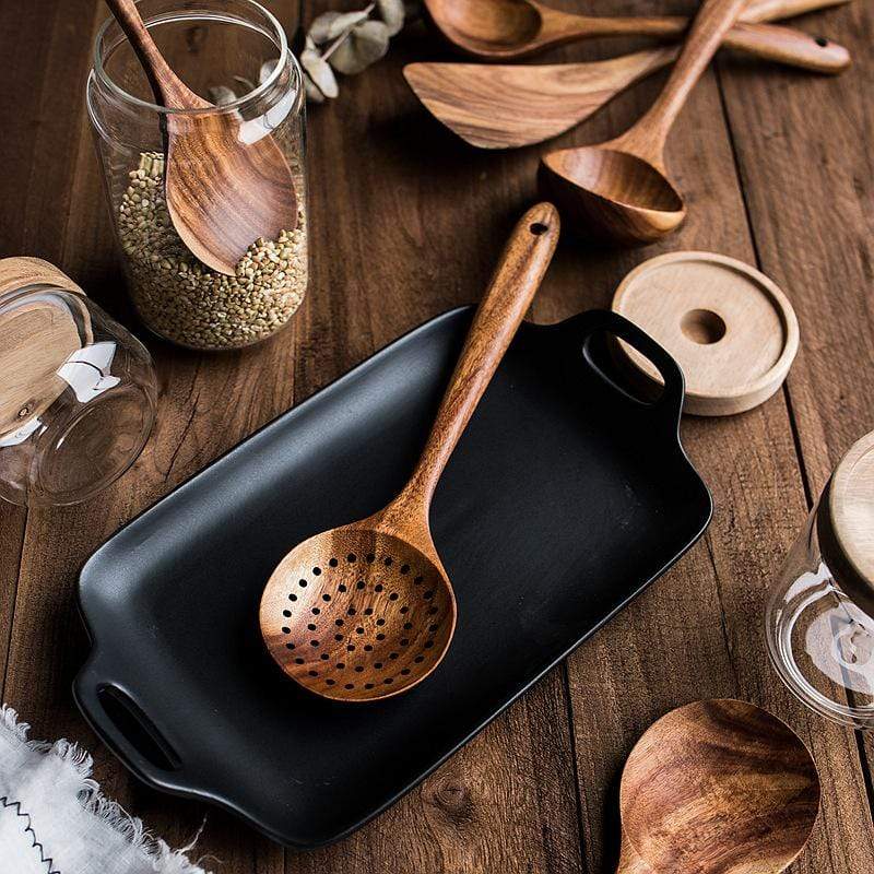 Natural Wooden Kitchen Set – Rustic Wooden Cooking Utensils, Set of 4 or 7 Pieces – RustiCook - Nalani - Fashion Clothing and Decor