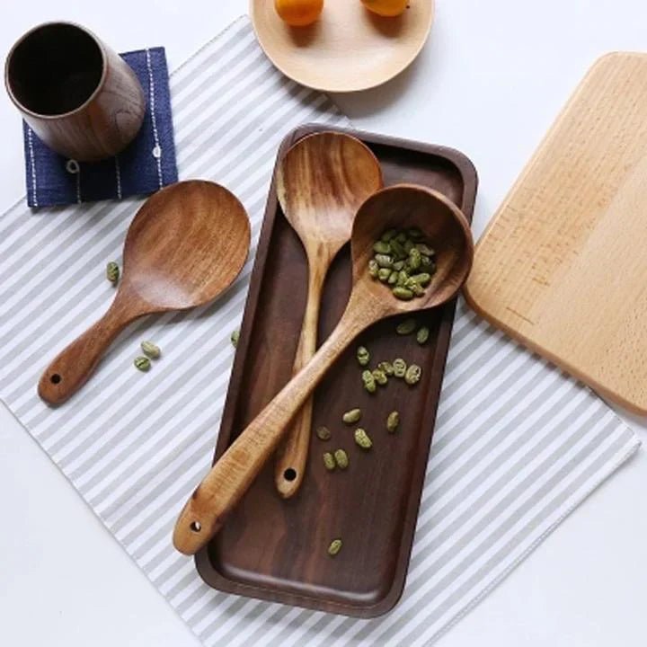 Natural Wooden Kitchen Set – Rustic Wooden Cooking Utensils, Set of 4 or 7 Pieces – RustiCook - Nalani - Fashion Clothing and Decor