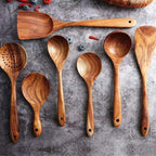 Natural Wooden Kitchen Set – Rustic Wooden Cooking Utensils, Set of 4 or 7 Pieces – RustiCook - Nalani - Fashion Clothing and Decor