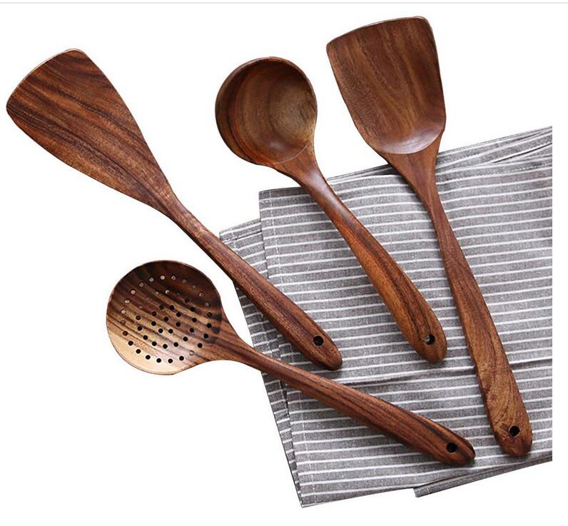 Natural Wooden Kitchen Set – Rustic Wooden Cooking Utensils, Set of 4 or 7 Pieces – RustiCook - Nalani - Fashion Clothing and Decor