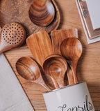 Natural Wooden Kitchen Set – Rustic Wooden Cooking Utensils, Set of 4 or 7 Pieces – RustiCook - Nalani - Fashion Clothing and Decor