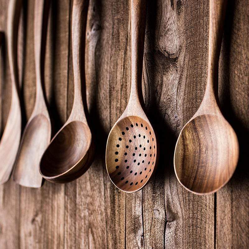 Natural Wooden Kitchen Set – Rustic Wooden Cooking Utensils, Set of 4 or 7 Pieces – RustiCook - Nalani - Fashion Clothing and Decor
