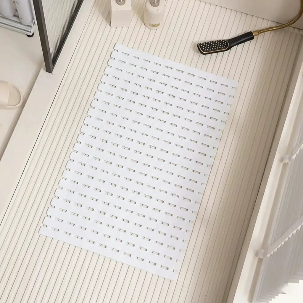 Non-Slip Bath Mat with Suction Cups and Drain Holes – Soft TPE Shower & Bathtub Mat, 16 x 25 in, 4 Colors - Nalani - Fashion Clothing and Decor
