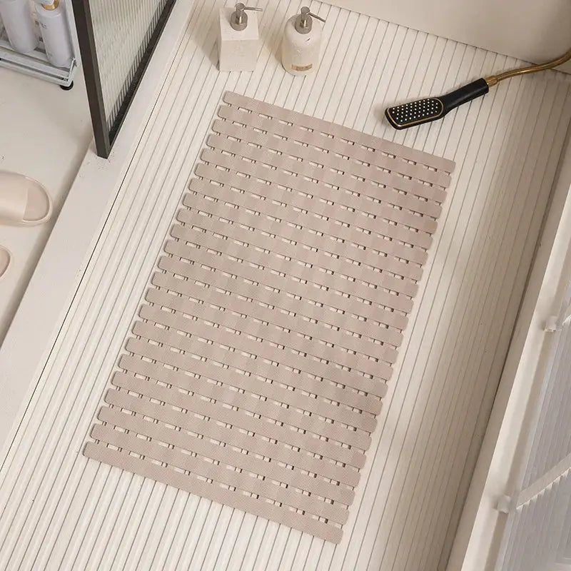 Non-Slip Bath Mat with Suction Cups and Drain Holes – Soft TPE Shower & Bathtub Mat, 16 x 25 in, 4 Colors - Nalani - Fashion Clothing and Decor