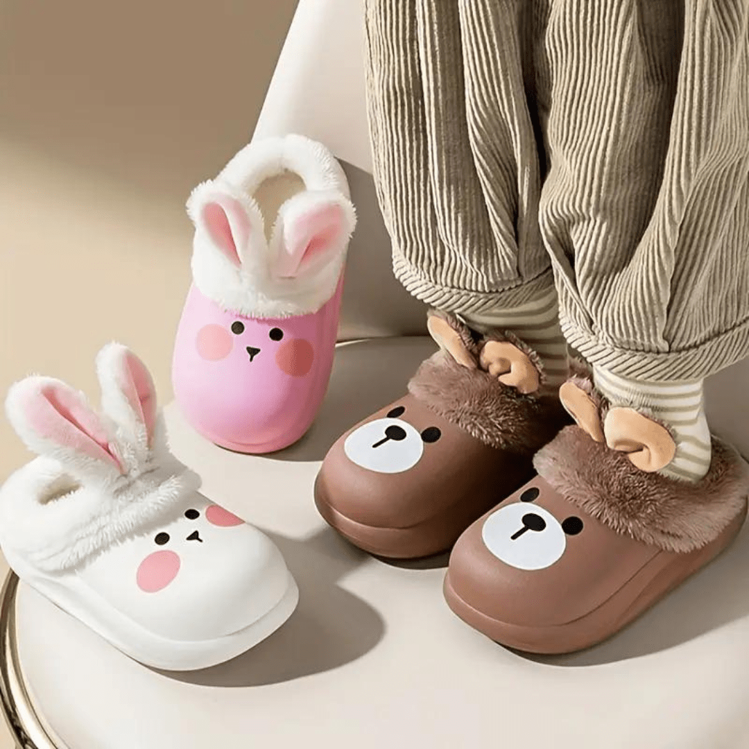Non Slip Kids Slippers With Faux Fur Lining 0 To 6 Years - Nalani - UK Fashion Clothing and Decor