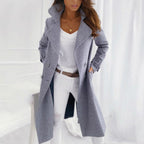 Norvia | Sleeve length lapel mid - length fleece trench coat for women - Nalani - UK Fashion Clothing and Decor